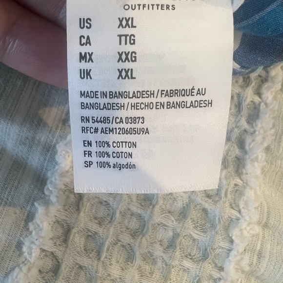 American Eagle Men’s XXL Blue White Plaid Button Down Shirt - Picture 6 of 6